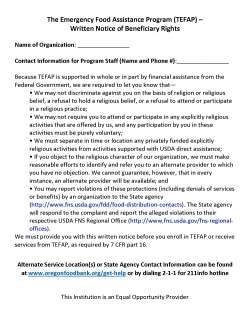 TEFAP Written Notice of Beneficiary Rights 08.2016